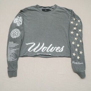 Darc Sport She Womens Long Sleeve Wolves Athletic Cropped Shirt Grey Limited S